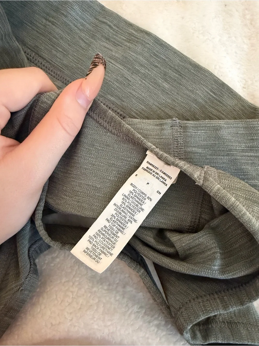 Nike Olive Gray Ribbed Sports Bra with White Logo Tag